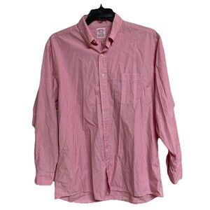 Men's Brooks Brothers Long Sleeve Shirt Red Checks Size 16.5 34